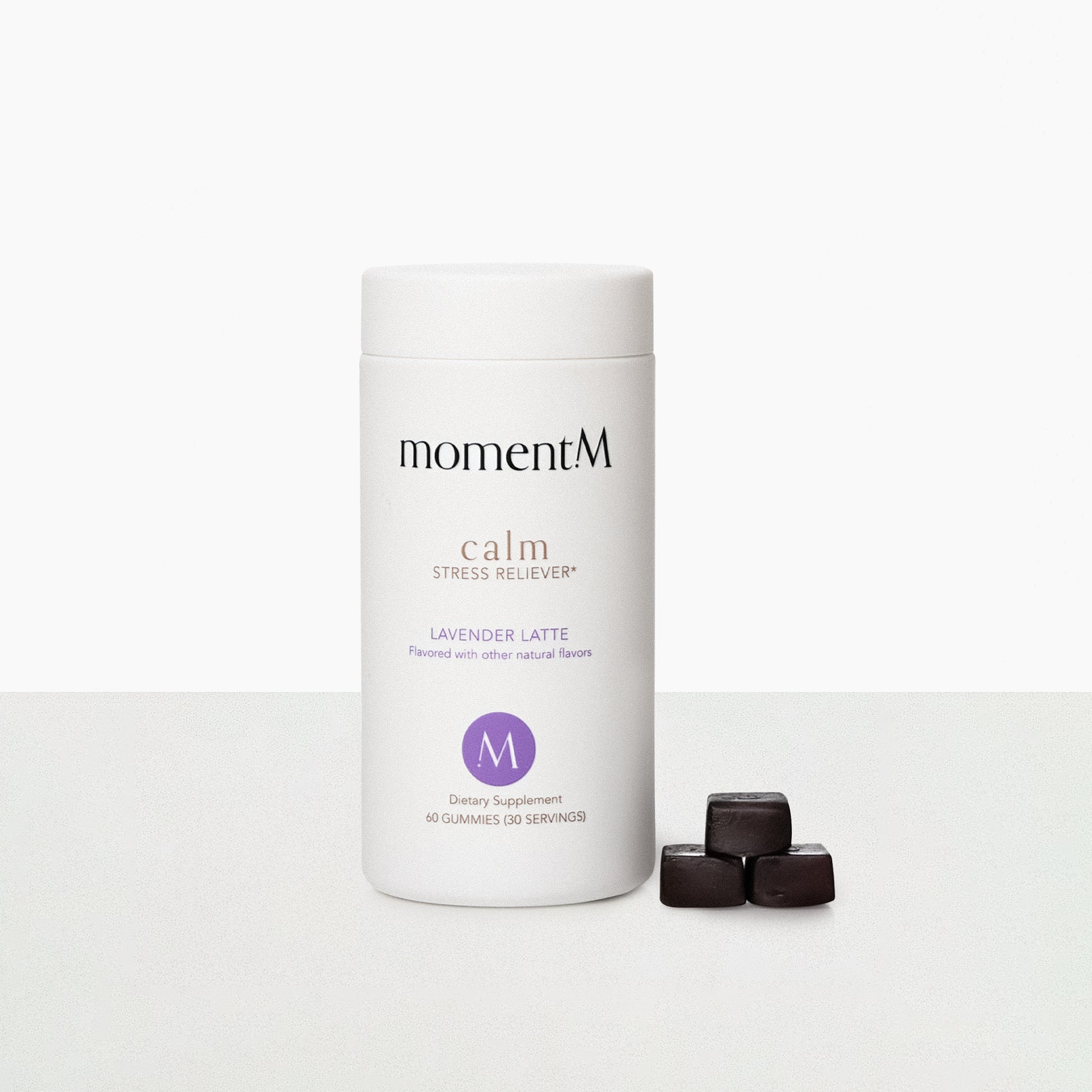Calm daily supplement bottle and gummies