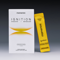 momentm Ignition hydration and metabolism supplement packaging on a gradient background